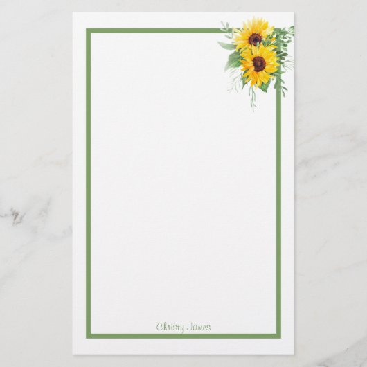Op maat gemaakte zonnebloem briefpapier (Voorkant)