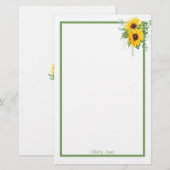 Op maat gemaakte zonnebloem briefpapier (Voorkant / Achterkant)