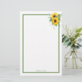 Op maat gemaakte zonnebloem briefpapier (Staand voorkant)