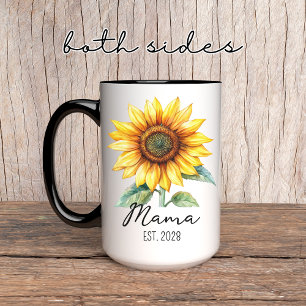 Op maat gemaakte zonnebloembeker voor mama, oma of mok