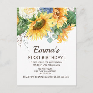 Op maat gemaakte zonnebloemen Eucalyptus 1e verjaa Briefkaart