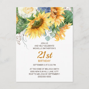 Op maat gemaakte zonnebloemen Eucalyptus 21e verja Briefkaart