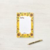 Op maat gemaakte zonnebloemnotities bloemstuk gepe post-it® notes (Op bureau)