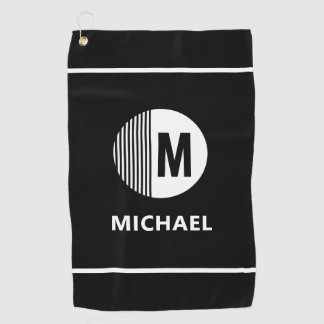 Op maat gemaakte zwart-wit gepersonaliseerde monog golfhanddoek