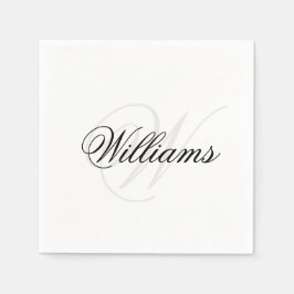 Op maat gemaakte zwart-wit monogram eerste letter  servet