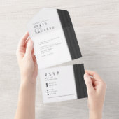 Op maat gemaakte zwart-witte bruiloft ID1090 All In One Uitnodiging (Afscheurbaar)