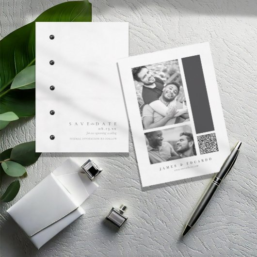 Op maat gemaakte zwart-witte bruiloft ID1090 Save The Date