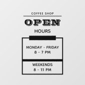 Op maat gemaakte zwarte eenvoudige openingstijden  raamsticker (Vel)