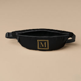Op maat gemaakte zwarte en gouden lijst monogram heuptasje