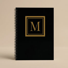 Op maat gemaakte zwarte en gouden lijst monogram notitieboek