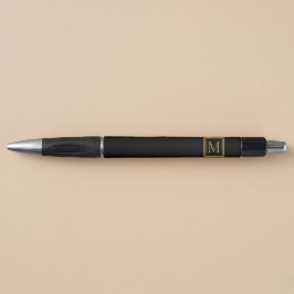 Op maat gemaakte zwarte en gouden lijst monogram pen