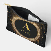 Op maat gemaakte zwarte glinsterende monogramlette etui (Open)