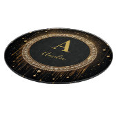 Op maat gemaakte zwarte glinsterende monogramlette snijplank (Hoek)