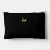 Op maat gemaakte zwarte gouden monogram minimalist etui (Achterkant)