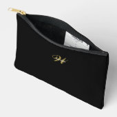 Op maat gemaakte zwarte gouden monogram minimalist etui (Open)