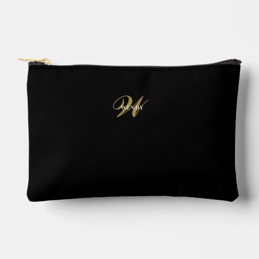 Op maat gemaakte zwarte gouden monogram minimalist etui (Voorkant)