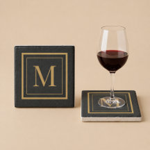 Op maat gemaakte zwarte & gouden omlijste monogram