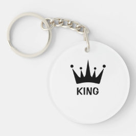 Op maat gemaakte Zwarte Kroon Koning Tekst Cirkel  Sleutelhanger