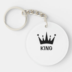 Op maat gemaakte Zwarte Kroon Koning Tekst Cirkel  Sleutelhanger