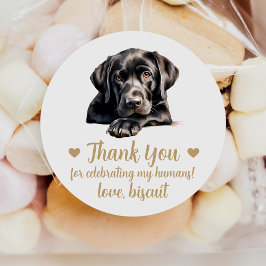 Op maat gemaakte zwarte Lab hond huwelijks gunstst Ronde Sticker