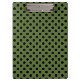 Op maat gemaakte zwarte olijfgroene polka stippen klembord