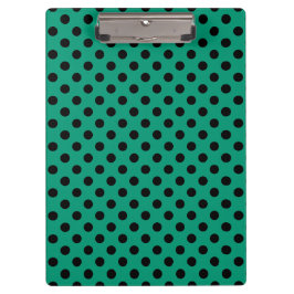 Op maat gemaakte zwarte op smaragdgroene polka sti klembord