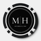 Op maat gemaakte zwarte pokerfiches met monogram v poker chips (Achterkant)