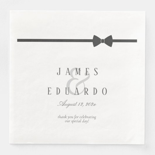 Op maat gemaakte zwarte Stropdas bruiloft dank u I Servet (Voorkant)