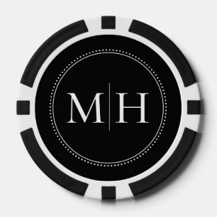 Op maat gemaakte zwarte trouwmonogram poker chips