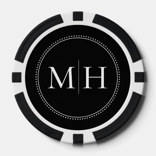 Op maat gemaakte zwarte trouwmonogram poker chips (Voorkant)