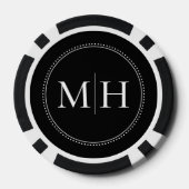 Op maat gemaakte zwarte trouwmonogram poker chips (Achterkant)