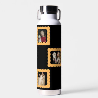 Op maat gemaakte zwarte waterfles, 3 foto geperson waterfles
