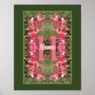 Op maat gemonogrammeerde initiële naam Dogwood-kun Poster