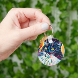 Op maat geschilderd kattenportret - Voor altijd ge Sleutelhanger