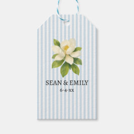 Op maat geschilderde magnolia nautische streep bru cadeaulabel