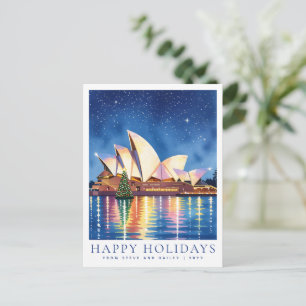 Op maat geschilderde waterverf Kerst Australië Syd Briefkaart