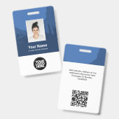 Op Maat Geschilderde Werknemersfoto, QR-code, Logo Badge (Voor- en achterkant)