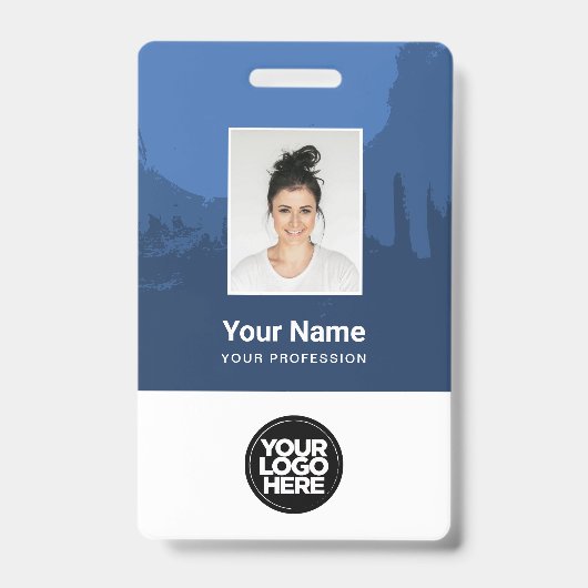 Op Maat Geschilderde Werknemersfoto, QR-code, Logo Badge (Voorzijde)