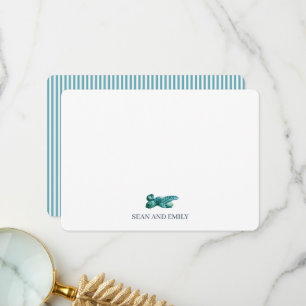 Op maat geschilderde zeeschildpad scheepvaart brie bedankkaart