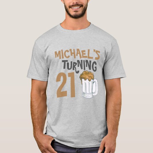 Op maat gesneden 21e verjaardag Drink Beer T-shirt (Voorkant)