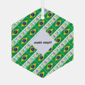 Op maat gesneden Braziliaanse vlag Glas Ornament (Achterkant)