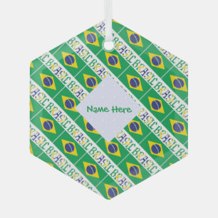 Op maat gesneden Braziliaanse vlag Glas Ornament