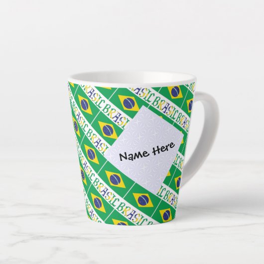 Op maat gesneden Braziliaanse vlag Latte Mok (Rechterhoek)