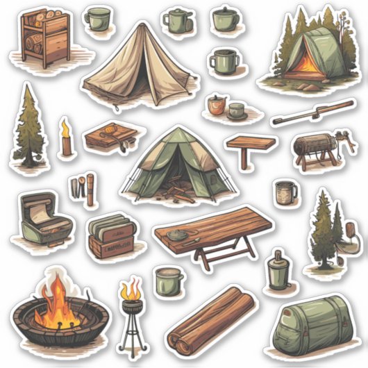 Op maat gesneden Camping Vinyl Stickers (Voorkant)