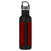 Op maat gesneden kalm Jouw tekst op rode strepen Waterfles (Achterkant)