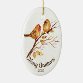 Op maat gesneden kerstbontvogels Waterverf Keramisch Ornament (Rechts)