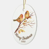 Op maat gesneden kerstbontvogels Waterverf Keramisch Ornament (Links)