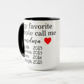 op maat gesneden mok van oma/nana met namen (Voorkant links)