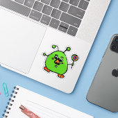 Op maat gesneden vinyl sticker - Allen Alien (Laptop met iPhone)