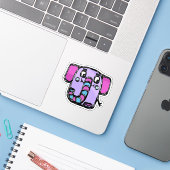 Op maat gesneden vinyl sticker - Ely Elephant (Laptop met iPhone)